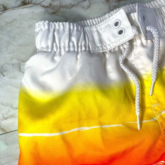 Koala Kids Boys 18M Orange & Yellow Stripe Swim Trunks - Picture 2 of 9